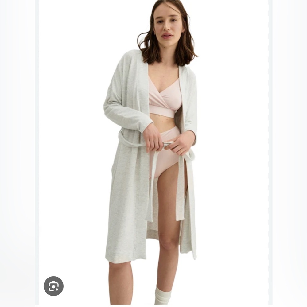 Hatch Gray and Cream Ribbed Robe